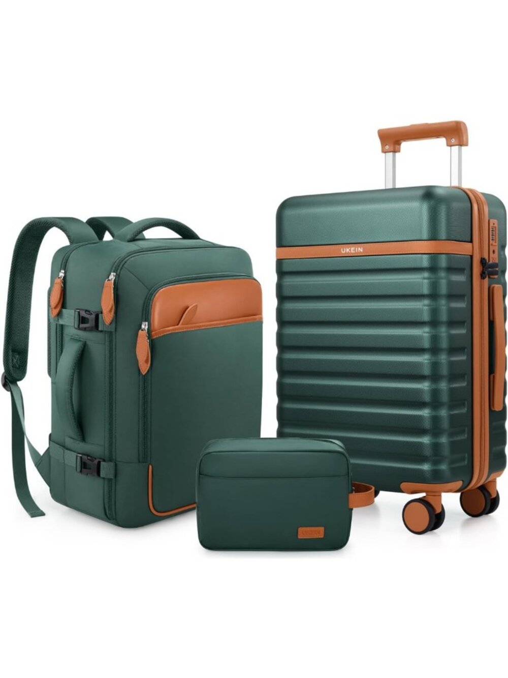 3-Piece Luggage Set - 20" Carry-On Suitcase & Backpack, Travel Essentials